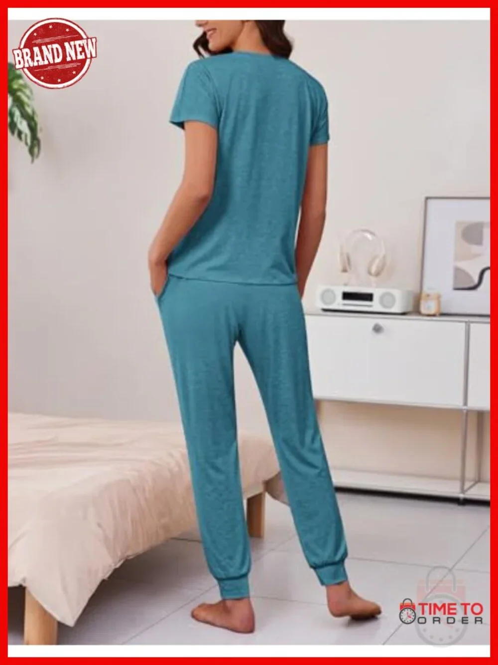 2 Pack Pajama Sets for Women Jogger Pants Short Sleeve Lounge Set Soft